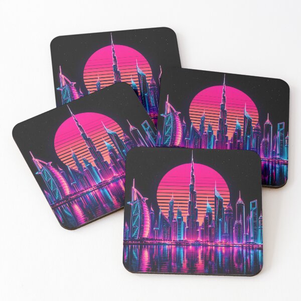 Item preview, Neon Dubai Skyline | Futuristic Cyberpunk Cityscape Synthwave Art designed and sold by Neo Tokio.
