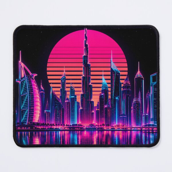 Item preview, Neon Dubai Skyline | Futuristic Cyberpunk Cityscape Synthwave Art designed and sold by Neo Tokio.