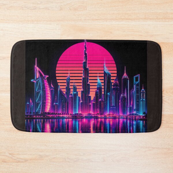 Item preview, Neon Dubai Skyline | Futuristic Cyberpunk Cityscape Synthwave Art designed and sold by Neo Tokio.