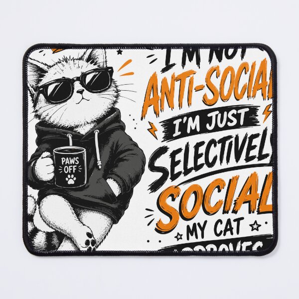 Item preview, I'm Not Anti-Social I'm Selectively Social Cat Approves designed and sold by JIMBOEE.