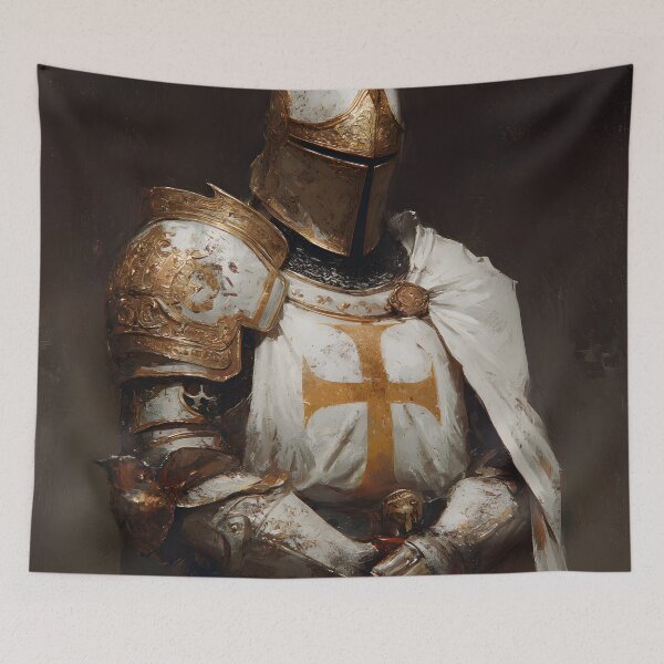 Item preview, Templar Knight King Crusader Golden Armor Medieval Warrior Art designed and sold by GrinGalore.