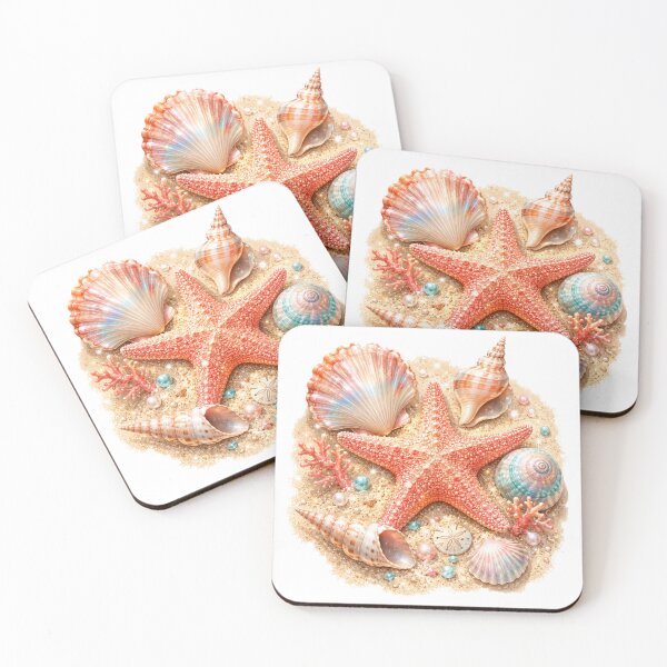 Item preview, Coral Starfish & Magical Seashells designed and sold by HeyFajnaLinja.