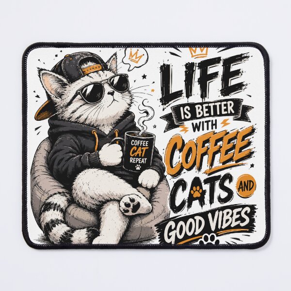 Item preview, Life Is Better With Coffee Cats And Good Vibes Cool Cat designed and sold by JIMBOEE.