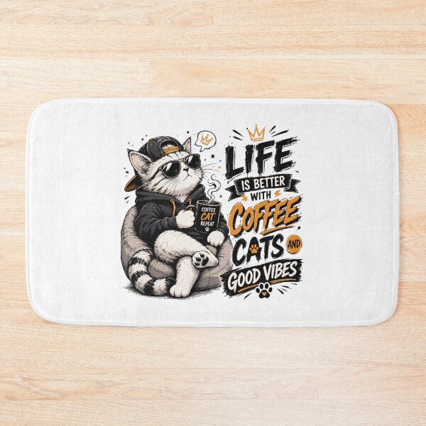 Item preview, Life Is Better With Coffee Cats And Good Vibes Cool Cat designed and sold by JIMBOEE.