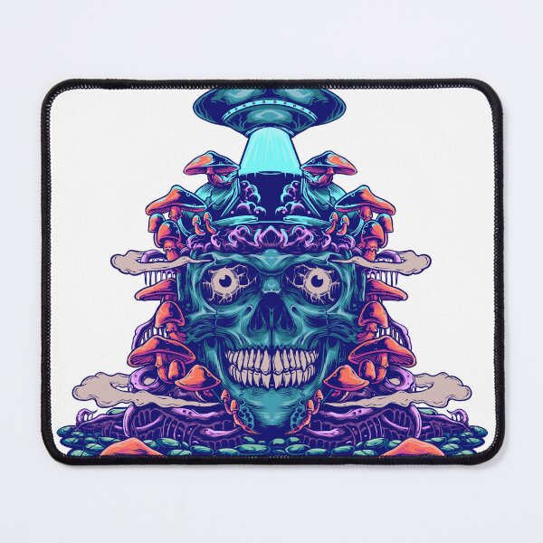 Item preview, Psychedelic Alien Skull with UFO & Mushrooms designed and sold by phsycartwork.