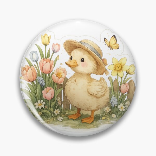 Item preview, Cute Spring Duckling Sticker | Vintage Cottagecore Duck with Flowers | Pastel Baby Duck Floral Illustration designed and sold by StyloStudio.