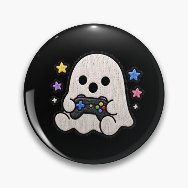 Item preview, Cute Ghost Gamer Kawaii Embroidery Patch Design designed and sold by ColorSplash123.