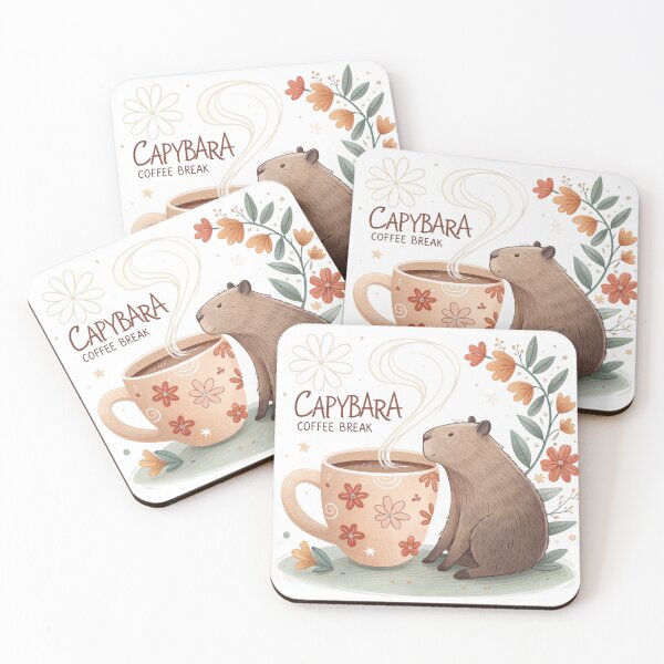Item preview, Capybara Coffee Break Cute Animal Design designed and sold by KHCreative2025.