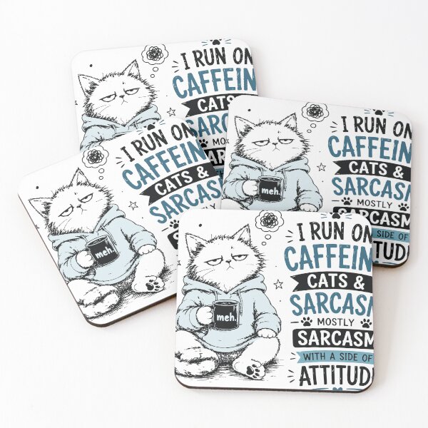 Item preview, I Run On Caffeine Cats And Sarcasm Grumpy Cat Attitude designed and sold by JIMBOEE.