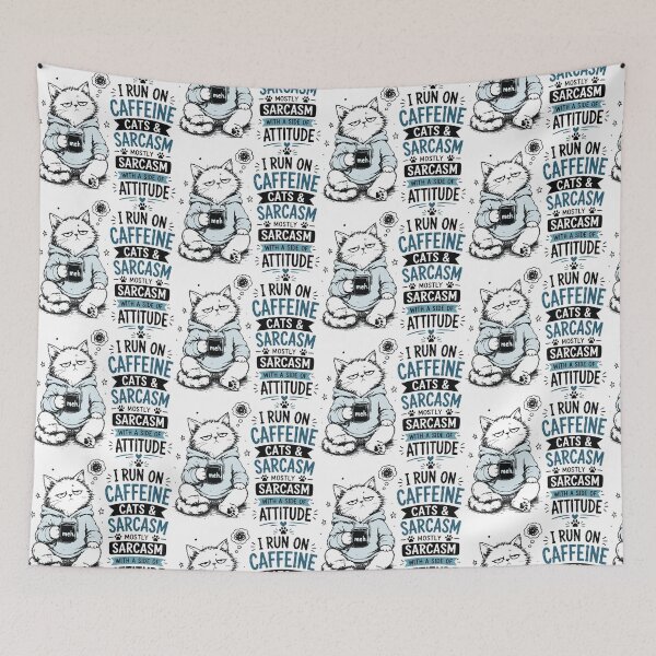 Item preview, I Run On Caffeine Cats And Sarcasm Grumpy Cat Attitude designed and sold by JIMBOEE.