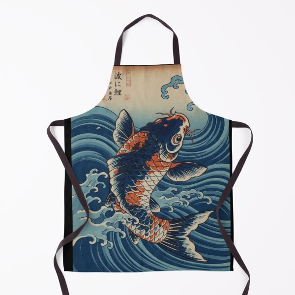 Item preview, Japanese Ukiyo-e Leaping Fish Woodblock Vintage Art designed and sold by CF_VintageDesign.