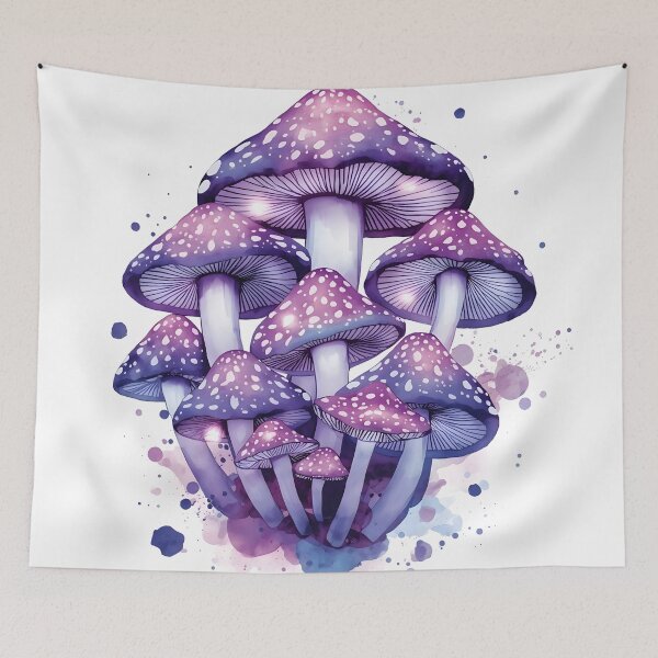 Item preview, Magical Purple Mushrooms Watercolor Painting designed and sold by RawNaturePrints.