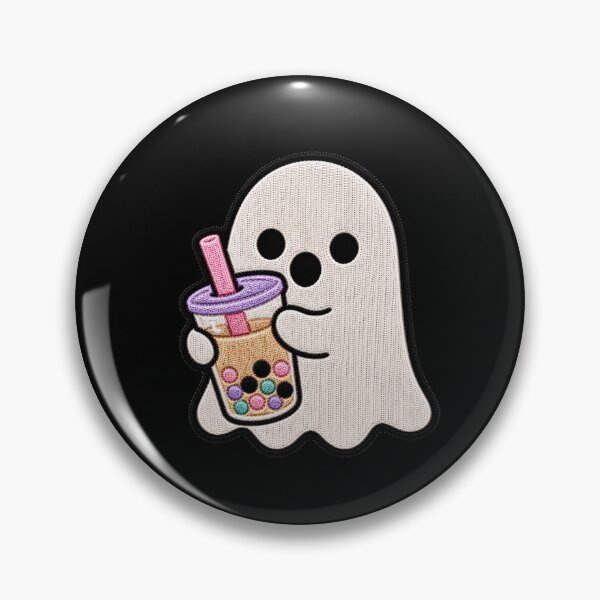 Item preview, Cute Ghost Bubble Tea Kawaii Embroidery Patch Design designed and sold by ColorSplash123.