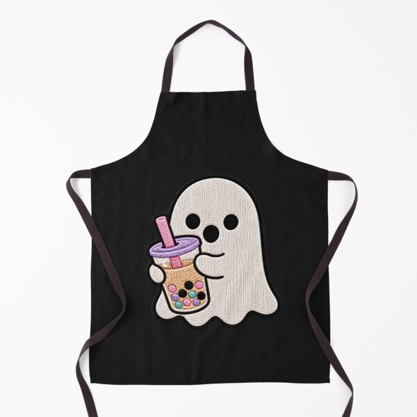 Item preview, Cute Ghost Bubble Tea Kawaii Embroidery Patch Design designed and sold by ColorSplash123.