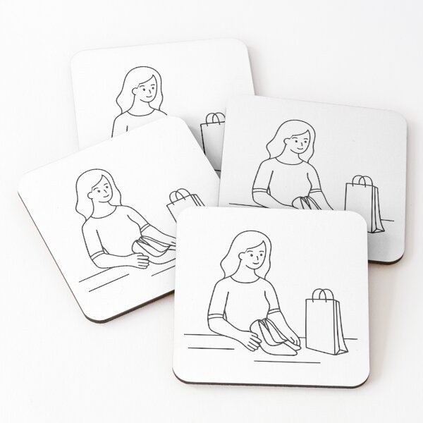 Item preview, A woman removing new heels from a box near a shopping bag designed and sold by rasagamastore.
