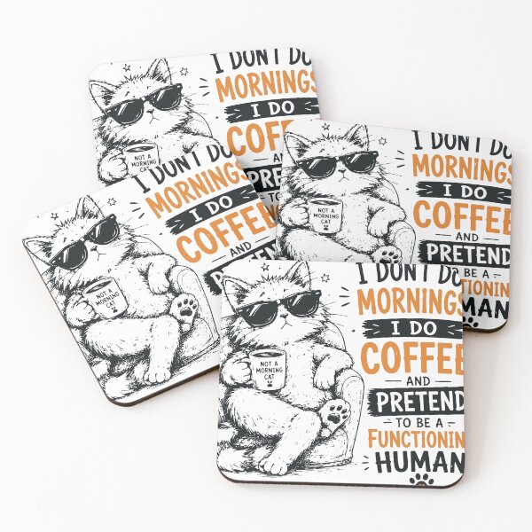 Item preview, Not A Morning Cat Funny Coffee Cat Sunglasses Quote designed and sold by JIMBOEE.