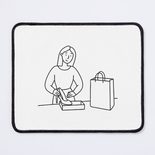 Item preview, A lady unboxing heels next to a shopping bag designed and sold by rasagamastore.