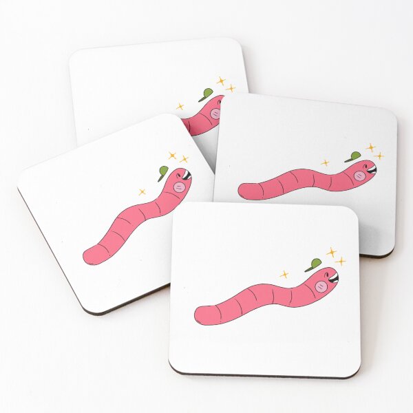 Item preview, Cute Pink Happy Worm Wearing A Cap Cartoon Art designed and sold by Lapiinart.