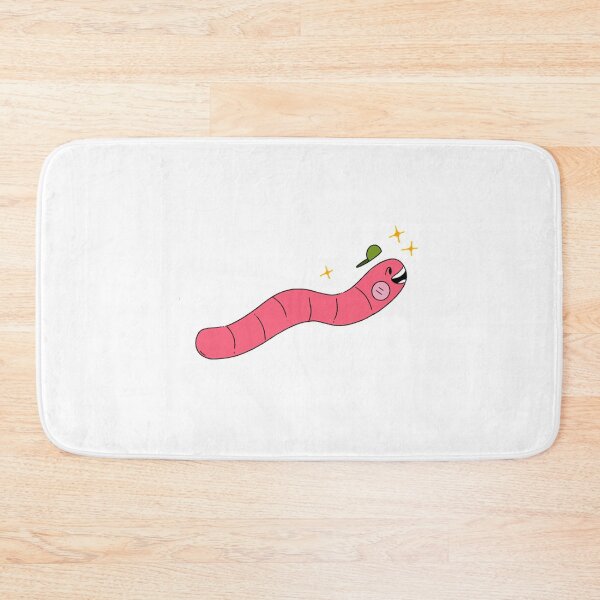 Item preview, Cute Pink Happy Worm Wearing A Cap Cartoon Art designed and sold by Lapiinart.