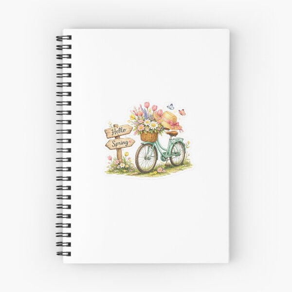 Item preview, Hello Spring Floral Bicycle Sticker | Vintage Flower Basket Bike | Cottagecore Aesthetic Transparent Die-Cut Sticker designed and sold by StyloStudio.