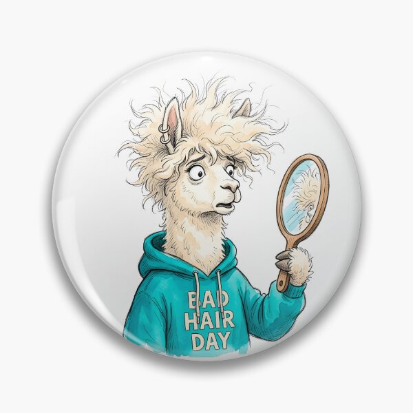 Item preview, Bad Hair Day - Funny Llama Looking in Mirror Watercolor Art designed and sold by SoulPT.