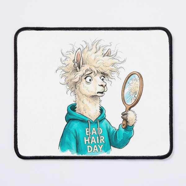 Item preview, Bad Hair Day - Funny Llama Looking in Mirror Watercolor Art designed and sold by SoulPT.