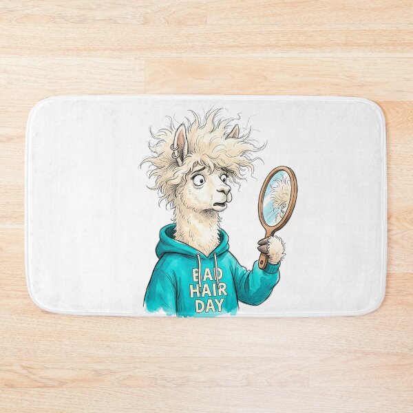Item preview, Bad Hair Day - Funny Llama Looking in Mirror Watercolor Art designed and sold by SoulPT.