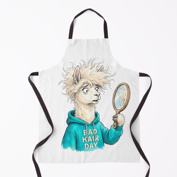 Item preview, Bad Hair Day - Funny Llama Looking in Mirror Watercolor Art designed and sold by SoulPT.