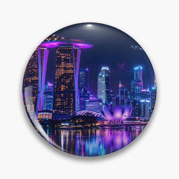 Item preview, Singapore Neon Horizons | Cyberpunk Skyline | Futuristic Cityscape | Synthwave Travel Art designed and sold by Neo Tokio.