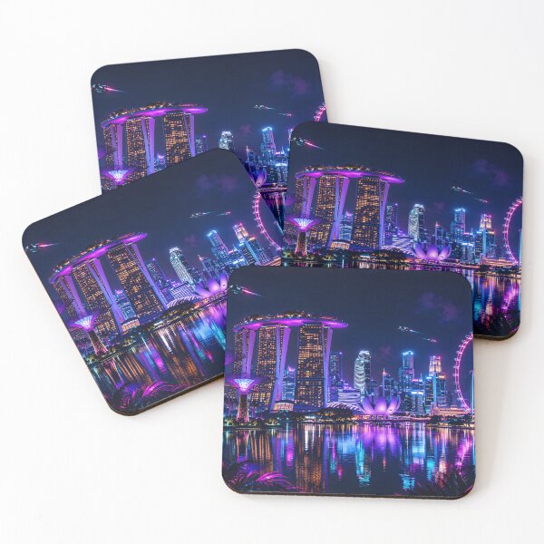 Item preview, Singapore Neon Horizons | Cyberpunk Skyline | Futuristic Cityscape | Synthwave Travel Art designed and sold by Neo Tokio.