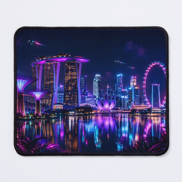 Item preview, Singapore Neon Horizons | Cyberpunk Skyline | Futuristic Cityscape | Synthwave Travel Art designed and sold by Neo Tokio.