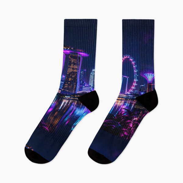 Item preview, Singapore Neon Horizons | Cyberpunk Skyline | Futuristic Cityscape | Synthwave Travel Art designed and sold by Neo Tokio.