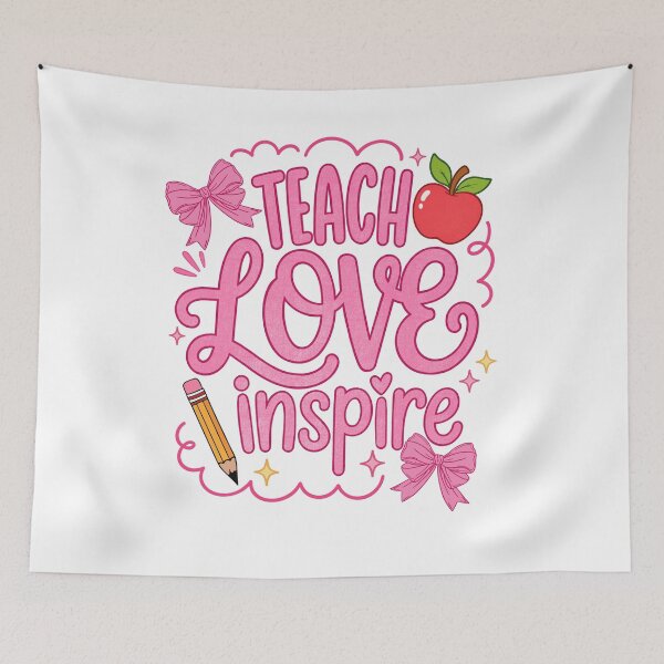 Item preview, Teach Love Inspire Pink Bow Teacher Classroom Joy designed and sold by FreshVibe Prints.