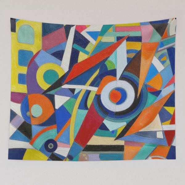 Item preview, Chromatic Cubist Symphony – Modern Geometric Abstract Design designed and sold by Habatour Creations Exclusive Digital Art Products.