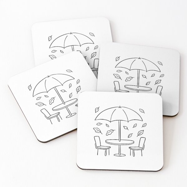 Item preview, Umbrella Table Surrounded by Fallen Leaves designed and sold by rasagamastore.