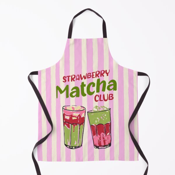 Item preview, Strawberry Matcha Club Preppy Stripes Illustration designed and sold by MaiZephyr.