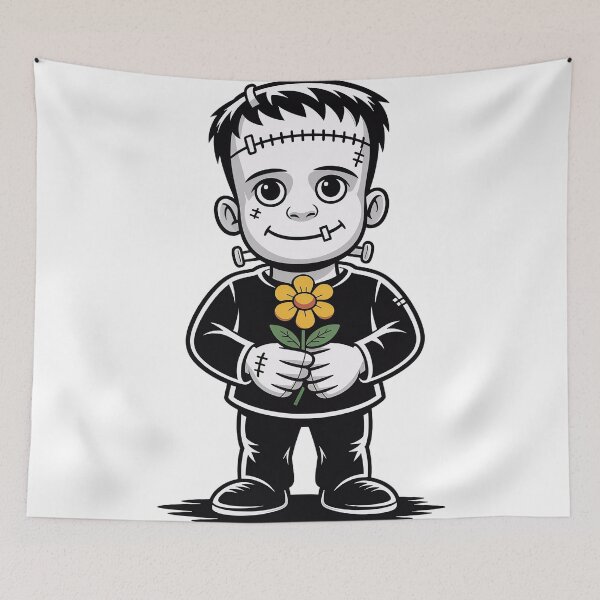 Item preview, Cute Frankenstein's monster holding an orange flower designed and sold by BobaTeeStore.