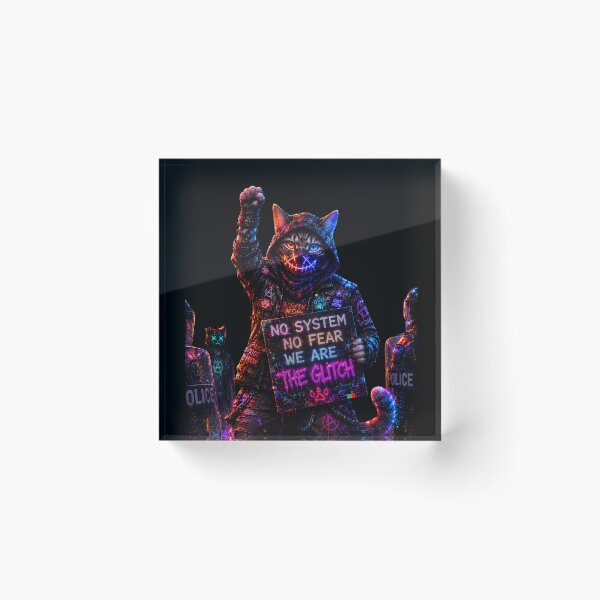 Item preview, Cyber Riot Cat – No System No Fear Neon Protest Street Art designed and sold by Neon Riot Studio.
