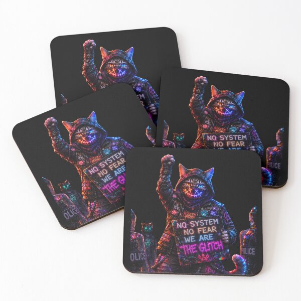 Item preview, Cyber Riot Cat – No System No Fear Neon Protest Street Art designed and sold by Neon Riot Studio.