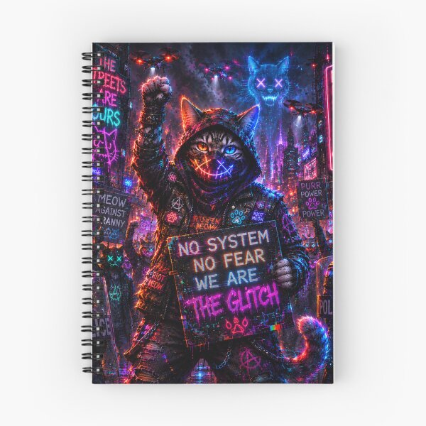 Item preview, Cyber Riot Cat – No System No Fear Neon Protest Street Art designed and sold by Neon Riot Studio.