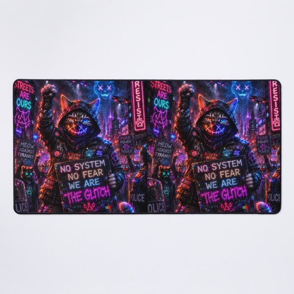 Item preview, Cyber Riot Cat – No System No Fear Neon Protest Street Art designed and sold by Neon Riot Studio.