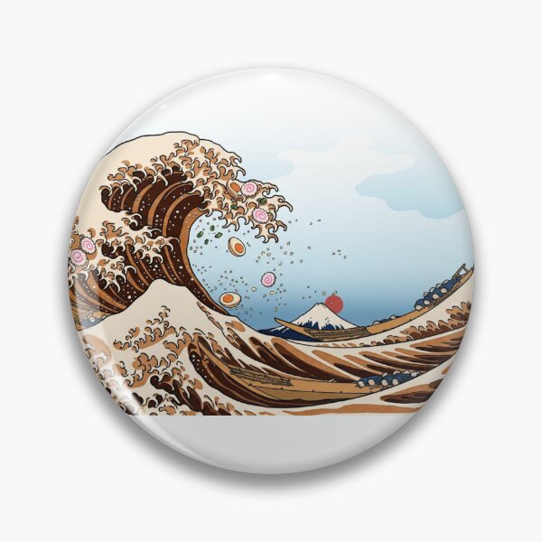 Item preview, The Great Wave of Ramen - Funny Hokusai Ukiyo-e Parody designed and sold by SAMURAI-KAMON.