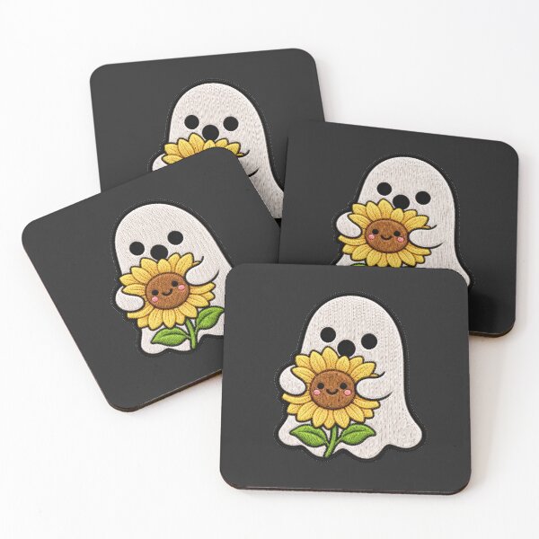 Item preview, Cute Ghost Sunflower Kawaii Embroidery Patch Design designed and sold by ColorSplash123.