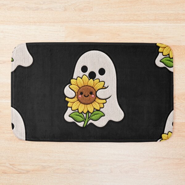 Item preview, Cute Ghost Sunflower Kawaii Embroidery Patch Design designed and sold by ColorSplash123.