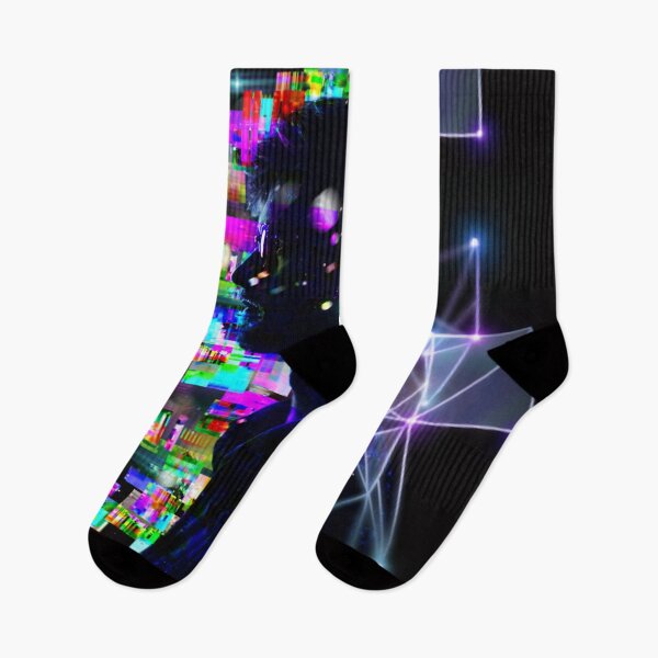 Item preview, Cyberpunk Digital Glitch Silhouette Tech Nodes Graphic designed and sold by Dream Weave Studio.