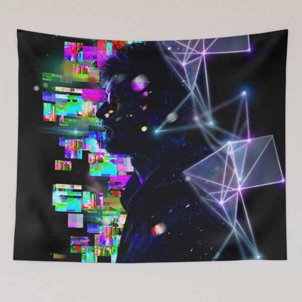 Item preview, Cyberpunk Digital Glitch Silhouette Tech Nodes Graphic designed and sold by Dream Weave Studio.