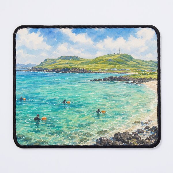 Item preview, Korea Jeju Udo Island Haenyeo Watercolor - Emerald Ocean Lighthouse Art Print designed and sold by KOREA-HAENAM.