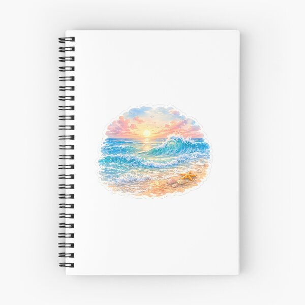 Item preview, Ocean Waves Watercolor Sticker | Coastal Beach Sunset | Sea Wave Aesthetic Transparent Die-Cut Sticker designed and sold by StyloStudio.