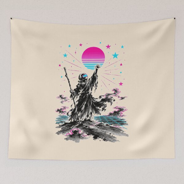 Item preview, Synthwave Sumi-E Ancient Spaceman designed and sold by KungPowUnicorn.