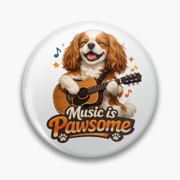 Item preview, Music is Pawsome Guitar Blenheim Cavalier designed and sold by SpottyRainbow.